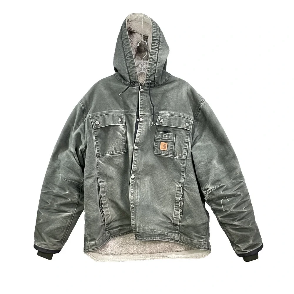 VTG Carhartt J284 Jacket Mens XL Canvas Sherpa Lined Barn Chore Workwear Utility